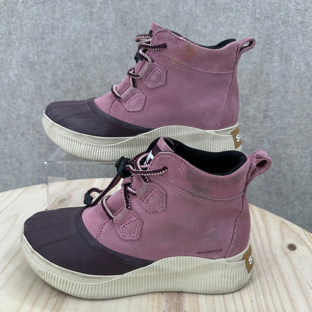 Sorel Out N About III Duck Boots Kids 4 Pink Waterproof Suede NY5169-627